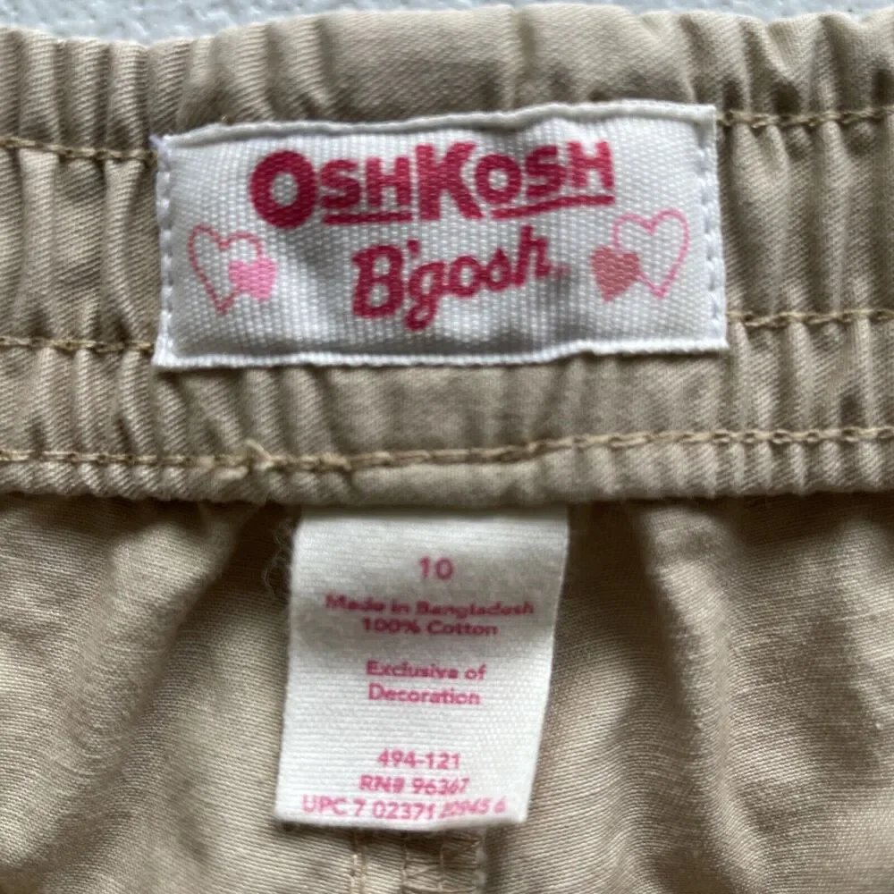 Oshkosh B'gosh Girls Size 10 Pull On Pants Elastic Waist Embroidered Logo Heart